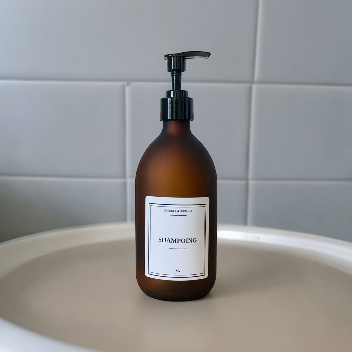 Flacon en verre - Shampoing