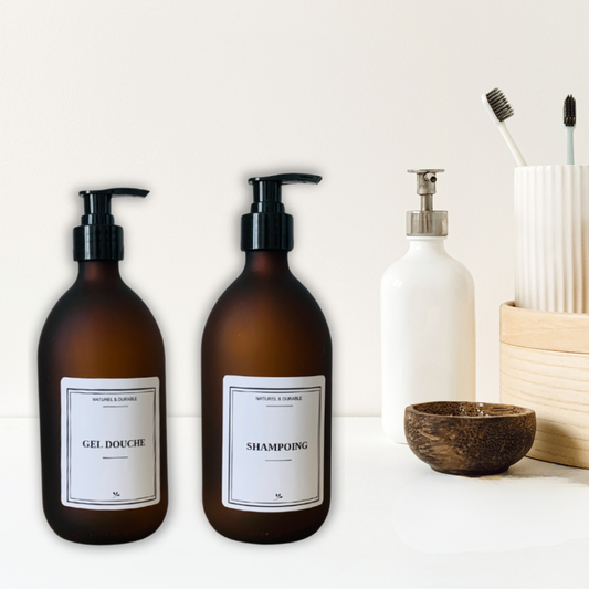 Pack Flacons en verre - Gel Douche et Shampoing