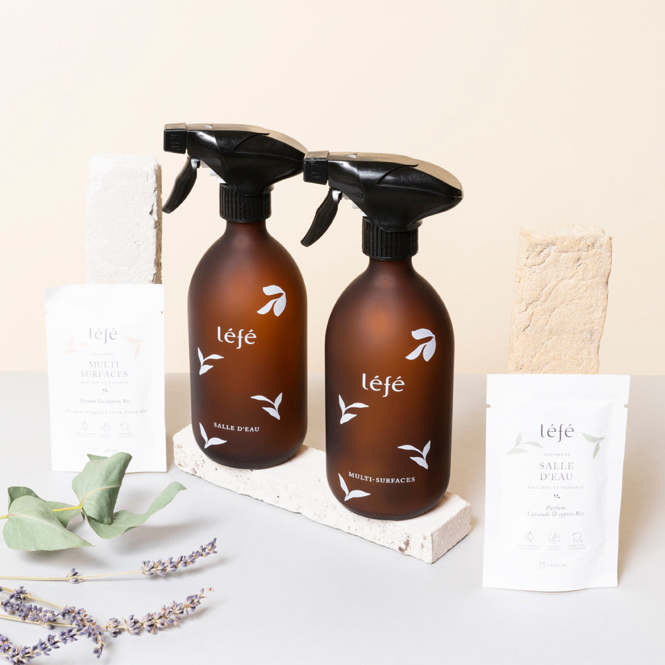 produits ménagers naturels rechargeables sans plastique en verre naturelle sain