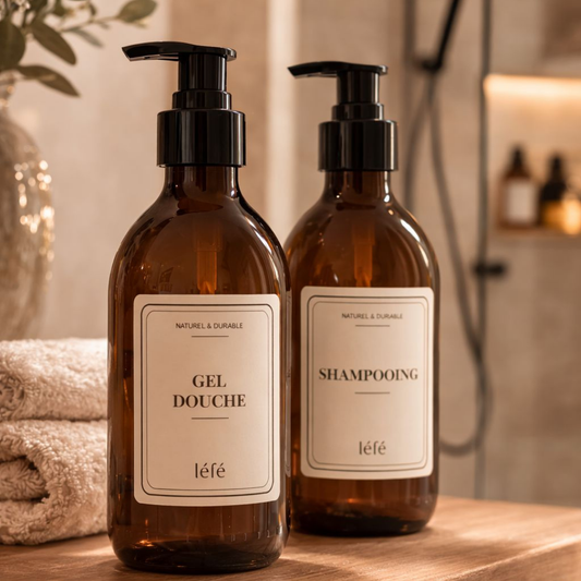 Pack Flacons en verre - Gel Douche et Shampoing